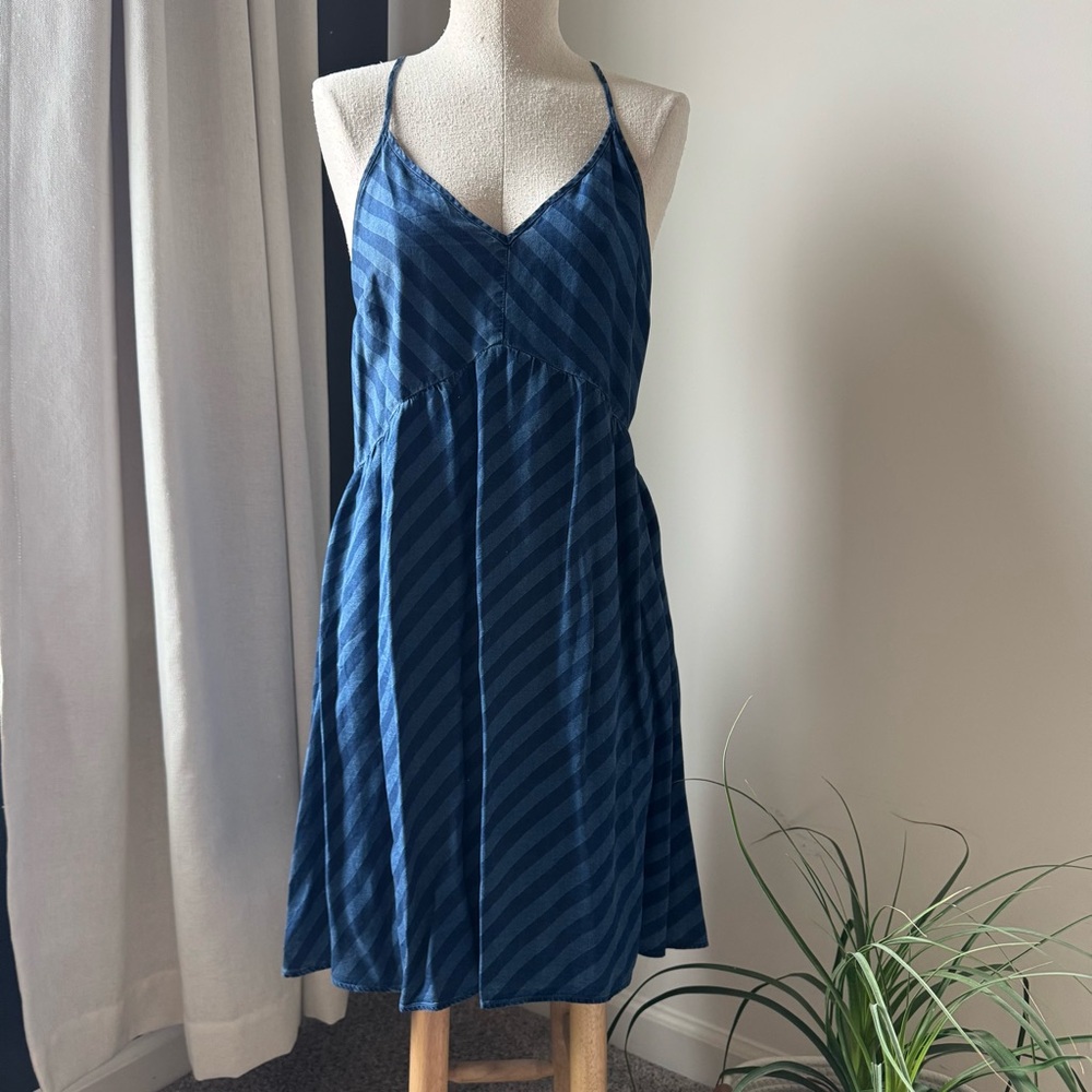 Abercrombie & Fitch Blue Midi Sundress Spaghetti Strap